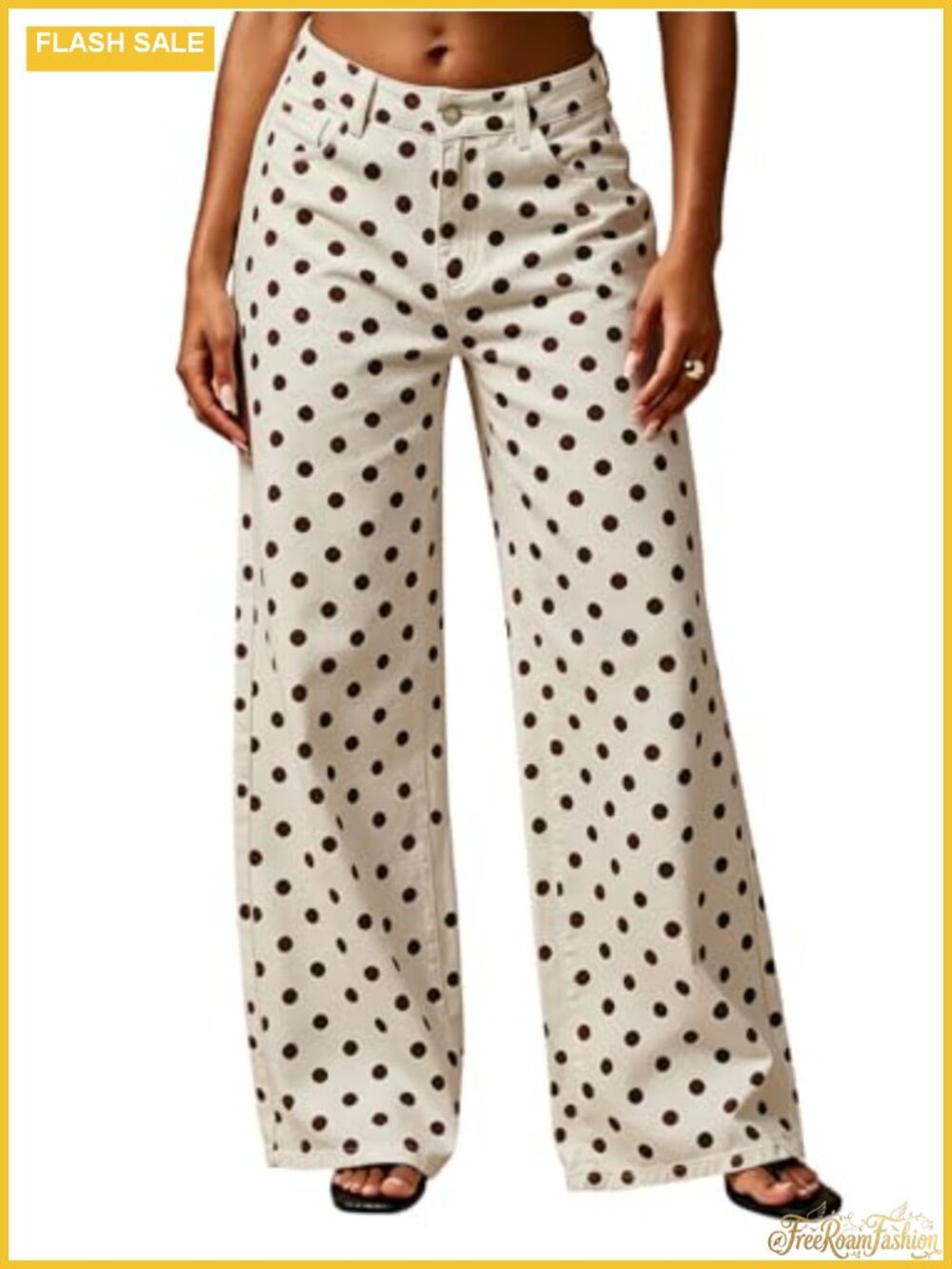 Retro Polka Dot Denim Wide Leg Y2k Pants Palazzo Harem Jeans